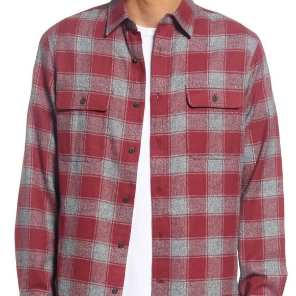 NWT Treasure & Bond Trim Grindle Plaid Cotton Button-Up Shirt - size Small - Picture 1 of 5